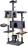 Cat tree tower for indoor cats and kittens, Cat tree climbing tower activity center with Perches, Dangling balls, Scratching post, Cozy hammock, Double condos, and Cat nest 185 cm (Dark-grey)