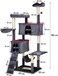 Cat tree tower with Sisal scratching post, Multiple perches, Dangling ball, 2 cat condos, Cozy hammock, and Climbing ladder, Multi-level Cat tree activity center for cats 180 cm (Dark-grey)