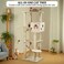 Cat tree tower activity center with Top platform, Sisal scratching post, Spacious cat condo, Cat toy, and Soft hammock, Multi-level cat tree tower for indoor cats 163 cm (Beige)