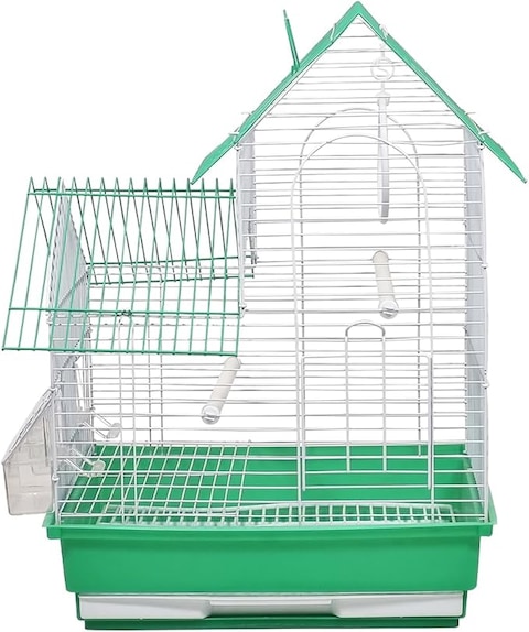 Birdcage House shaped design small bird travel cage with Carrying handel Feeding bowls Plastic perches and Removable bowls Suitable for lovebirds Canaries 47 cm Green Online Carrefour UAE