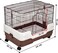 Rabbit cage with Secure door lock, Removable tray, and Universal wheels, Stainless steel rabbit cage for small animals, Urine splash prevention, Easy to assemble 64 cm (Chocolate)