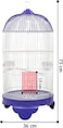 Round bird cage with metal wire, Hanging swing, Feeding cups, and Wide plastic perches, Hanging bird cage with Removable base and Easy to clean, Portable bird cage with Latch lock 73cm (Purple)