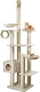 Cat tree tower with Adjustable height, Scratching post, Double hammock, Cat tunnel, Curved perch, and Cat condo, Floor-to-Ceiling cat tree tower for indoor cats 250 cm (Beige)