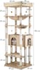 Tall cat tree tower with Large top perch, Dangling balls, Double hammocks, Scratching post, and Spacious cat condo, Multi-level cat activity center for indoor cats 195 cm (Khaki)
