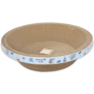 Cat scratch board with round shape, Durable, Recyclable, and Reversible, Cardboard with Catnip, Suitable for small cats, Cat beds for indoor, Grind Claws and Play, Furniture Protection 40cm (Blue)