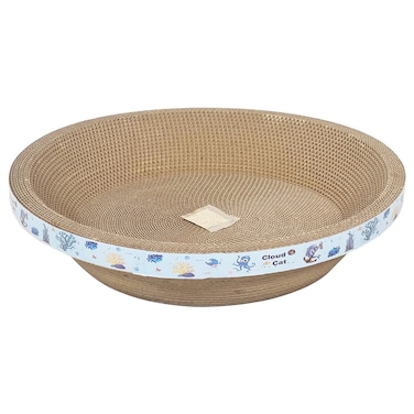 Cat scratcher with Recyclable, Round Shape, Durable and Reversible, Cardboard for indoor, Rest, Play &amp; Grind Claws, Scratching box with Catnip, Furniture Protection, Small to Large Cats 49cm (Blue)