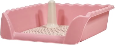 Dog training tray with Pee post, High fence, and Removable grid design, Dog potty trainer for small indoor dogs, Detachable and Easy to clean dog toilet tray 37 cm (Pink)