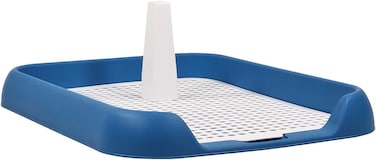 Dog potty tray with Column and Detachable grid design, Leak-proof dog toilet for small to medium breeds, Reusable dog training tray, Ideal for Indoor &amp; Outdoor 45 cm (Blue)