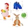 Dog chew toy set, Durable interactive dog toys for small to medium breeds, Dog toys with Chicken, Donkey, Chew ball, and Dinosaur for Teeth cleaning &amp; Dental health (4pcs)