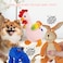 Dog chew toy set, Durable interactive dog toys for small to medium breeds, Dog toys with Chicken, Donkey, Chew ball, and Dinosaur for Teeth cleaning &amp; Dental health (4pcs)