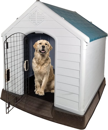 Dog House with Liftable Roof, Water Resistant and Sturdy, Dog Shelter with Main Large Door, Durable, Easy Assembly, Indoor &amp; Outdoor Use, Suitable for Small to Medium Dog, 100 cm (Green)