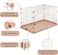 Indoor cat cage with Base widening buckle and door with push-pull switch, Thickened metal wire, Arched door design, Suitable for multiple cats, Easy to assemble and fordable cage (Pink)