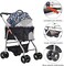 Dog stroller with Breathable mesh window, Side pockets, and Storage bag, Detachable pet stroller for small to medium-sized dogs, Ideal for traveling &amp; Shopping, Easy to fold 95 cm (Black)
