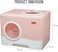 Fully Enclosed cat litter box with Drawer, Litter scoop, and Sand filter holes, Anti-splashing cat toilet for indoor cats, Foldable cat litter box with Front entry and Top exit 52 cm (Pink)