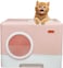 Fully Enclosed cat litter box with Drawer, Litter scoop, and Sand filter holes, Anti-splashing cat toilet for indoor cats, Foldable cat litter box with Front entry and Top exit 52 cm (Pink)