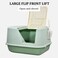 Fully enclosed cat litter box with Transparent door, Litter scoop, and Sand drop pedal, Spacious &amp; Splash-proof design cat toilet for indoor cats, Odor-resistant 65 cm (Green)