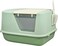 Fully enclosed cat litter box with Transparent door, Litter scoop, and Sand drop pedal, Spacious &amp; Splash-proof design cat toilet for indoor cats, Odor-resistant 65 cm (Green)