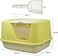 Fully enclosed cat litter box with Transparent door, Litter scoop, and Sand drop pedal, Spacious &amp; Splash-proof design cat toilet for indoor cats, Odor-resistant 65 cm (Yellow)