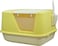 Fully enclosed cat litter box with Transparent door, Litter scoop, and Sand drop pedal, Spacious &amp; Splash-proof design cat toilet for indoor cats, Odor-resistant 65 cm (Yellow)