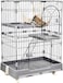 Cat cage playpen kennel for Indoor &amp; Outdoor use, Durable and Sturdy cat cage with Hammock, 2 Platforms, Climbing ladder, Slide-out tray, and Lockable wheels, 102 cm (Black)