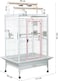 Metal bird cage with Play top and Rolling stand, Removable tray, Food bowls, and Side feeding doors, Heavy-duty bird cage for African parrot, Love bird and Medium to Large size, 162 cm (White)
