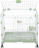 Dog cage with Double door design, Metal wire, Sturdy and Durable, Portable dog kennel with Pull-out tray, Secure lock, and Universal wheels, Dog playpen for small dog, Easy to install 64cm (Green)