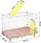Pet cage with Top Cover Design, Durable and Sturdy Carbon Steel Wire, Dog and Cat Playpen with Front Door, Pull-out Tray, Universal Wheels, and Secure Locks, Indoor &amp; Outdoor Cage 98 cm (Pink)