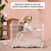 Pet cage with Top Cover Design, Durable and Sturdy Carbon Steel Wire, Dog and Cat Playpen with Front Door, Pull-out Tray, Universal Wheels, and Secure Locks, Indoor &amp; Outdoor Cage 98 cm (Pink)