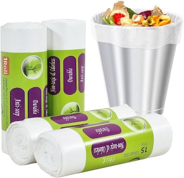 Biodegradable trash bag with Corn Starch Based, Leakproof thickened eco-friendly trash bag for home, Kitchen, Office, and Bedroom, Durable garbage bags with Non toxic and Odorless,13 Gal/50L (4Pcs)