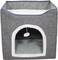 Cat beds with Side scratcher, Flurry Ball, and Foldable design, Cat house for Indoor cats, Multi-level bed space, Reversible cushion, and Washable, Easy to clean 40 cm (Grey)