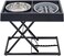 Elevated dog bowls, Dog feeder with 2 Stainless steel bowls &amp; 1 Slow food bowl, Sturdy metal structure, and Anti-slip design, 8 height adjustment dog bowls for All-sized dogs 52 cm (Black)