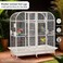 Extra large bird cage with Partition, Two fold-down platforms, Multiple access doors, and Feeding bowls, Indoor bird cage with Tray,Perches, and Idea for Medium to Large birds, 180 cm (White)