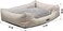 Rectangular Pet Bed with Plush Material, Soft and Cozy Cushion with Non-slip button, Sleeping sofa with Removable cushion, Tear-proof, Idea for Small to Medium breeds, Soft Edges, 75 cm (Beige)
