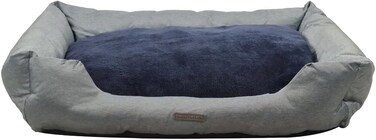 Cozy Pet bed for Indoor Pets, Warm Polyester Nest, Ideal for all size breeds, Dog cushion with Removable Pillow, Anti-slip button, Soft edges, and Breathable, Washable pet bed, 90 cm (Grey)