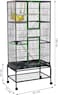 Large metal bird cage with Swing hammock, Natural wooden perch, Wide platforms and Stairs, Parrot cage with Rolling stand, Pull-out tray, and Large front doors, Small to Medium birds, 180 cm (Black)