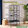 Large metal bird cage with Swing hammock, Natural wooden perch, Wide platforms and Stairs, Parrot cage with Rolling stand, Pull-out tray, and Large front doors, Small to Medium birds, 180 cm (Black)