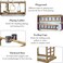 Bird playground with Feeding cups, Cockatiels, Parrots, and Lovebirds, Bird activity center with Swings, Climbing ladders, and 100% Natural wood, Idea for Small to Medium birds 36 cm (Beige)