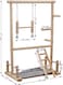 Wooden bird playground with Multi-level design, Tray, Ladder, and Bell toys, Bird play center for Cockatiels, Parakeets, and Small to Medium birds, Bird stand for Indoor &amp; Outdoor use, 57 cm (Beige)