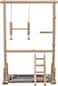 Wooden bird playground with Multi-level design, Tray, Ladder, and Bell toys, Bird play center for Cockatiels, Parakeets, and Small to Medium birds, Bird stand for Indoor &amp; Outdoor use, 57 cm (Beige)