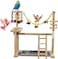 Bird play stand, Interactive training perch for birds, Wooden bird parrot stand with Perches, Stainless steel bowls, Colorful toys, Climbing ladder, Removable tray, and Non-slip pad 43 cm (Beige)
