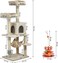 Cat tree, Cat tower for Indoor cat, Multi-level cat furniture with Cozy Hammock, Condo, and Top perches, Cat Tower with Track tower cat toy, Colorful play balls, Grooming self brush 145 cm (Beige)