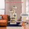 Cat tree, Cat tower for Indoor cat, Multi-level cat furniture with Cozy Hammock, Condo, and Top perches, Cat Tower with Track tower cat toy, Colorful play balls, Grooming self brush 145 cm (Beige)