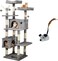 Cat tree tower for Multiple cats, Tall cat tower with Multi-layer, Wide top perches, Cat condos and Sisal scratching post, Large cat tree for Indoor cats, Electric plush mouse toy 160 cm (Grey)