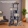 Multi-level cat tree for indoor cats, Cat tree activity center with Electric mouse toy, large perch, Cozy hammock, Sisal scratching post, Double cat condos, and Climbing ladder 182 cm (Dark-grey)