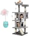 Multi-level cat tree with Roly Poly cat toy, Plush perches, Dangling toys, Sisal scratching post, and Double cat condos, Durable &amp; Stable activity center for Indoor cats Grey(140 cm)