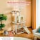Multi-level cat tower with Hideaway Condo, Top perches, Hammock, and Cat toy, Indoor cat tree with Scratching posts, Climbing stairs, Cat play tower, Tower track toy with colorful balls 124cm (Beige)