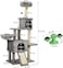 Cat tree tower for Indoor cats, Multi-layer design with Top perches, Cozy hammock, Double condos, and Scratching board, 147 cm Cat play tower, Windmill cat toy with LED ball and Catnip ball (Grey)