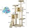 Cat tower, Indoor cat tree with Soft plush covered, Condos, Top perches, and Climb stair, Multi-level cat tree tower with Cat tower track toy, 4 levels cat toy with colorful balls, 180 cm (Beige)