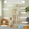Cat tower, Indoor cat tree with Soft plush covered, Condos, Top perches, and Climb stair, Multi-level cat tree tower with Cat tower track toy, 4 levels cat toy with colorful balls, 180 cm (Beige)