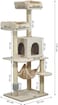 Multi-level cat tree with Hammock, Wide top perches, Multi-scratching posts, and Wide platform, Indoor cat tree tower with Condo, Grooming self brush, Soft fabric, and for all ages 145 cm (Beige)